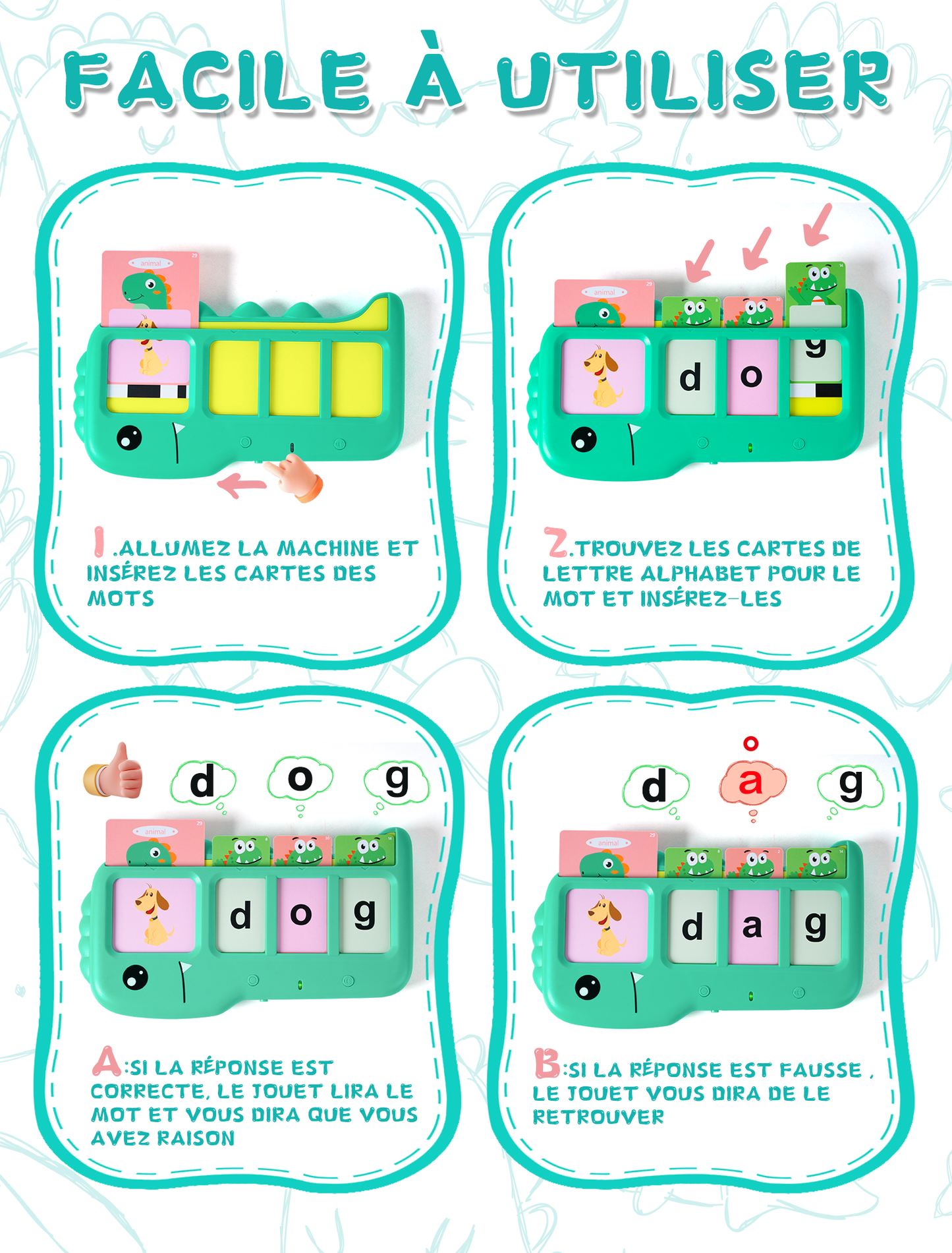 Jeu d’orthographe interactif: 110 Cartes Montessori Parlantes en Anglais "Vert"