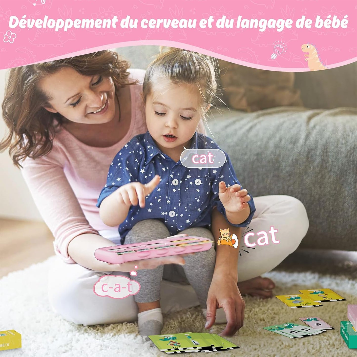 Jeu d’orthographe interactif: 110 Cartes Montessori Parlantes en Anglais  "Rose"